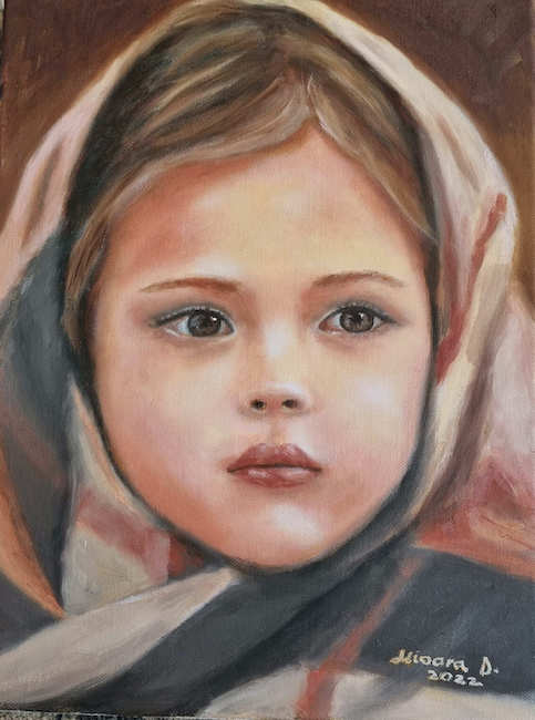 little girl with wool shawl