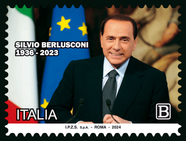 Un francobollo commemorativo di Silvio Berlusconi