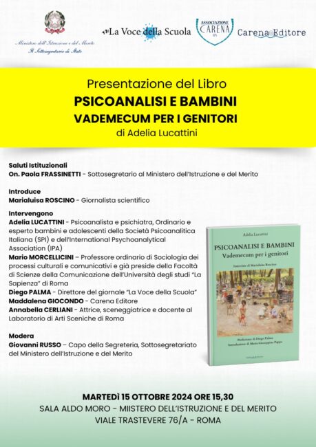 A Roma la presentazione di “Psicoanalisi e Bambini – Vademecum per i genitori” di Adelia Lucattini