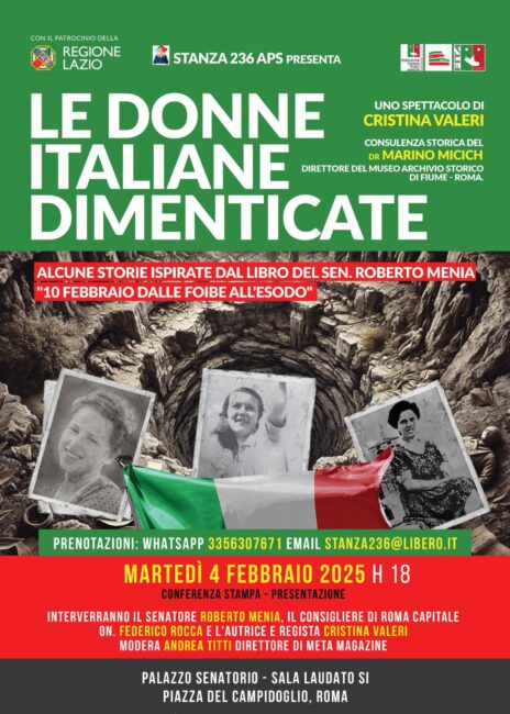 “Le Donne Italiane Dimenticate”: un progetto teatrale per ricordare le vittime delle Foibe in vista del Giorno del Ricordo